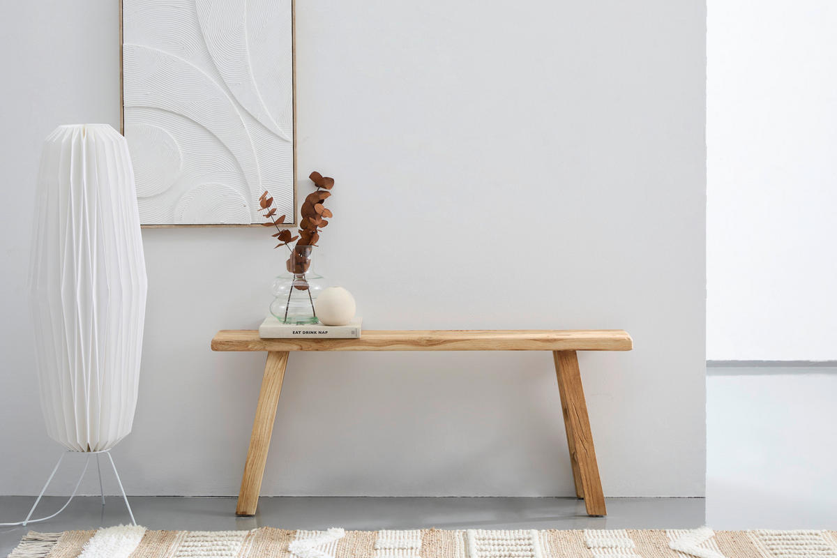 HOCKERBANK 120/50/25 cm Naturfarben Recyclingholz vollmassiv  - Naturfarben, Design, Holz (120/50/25cm) - Livetastic