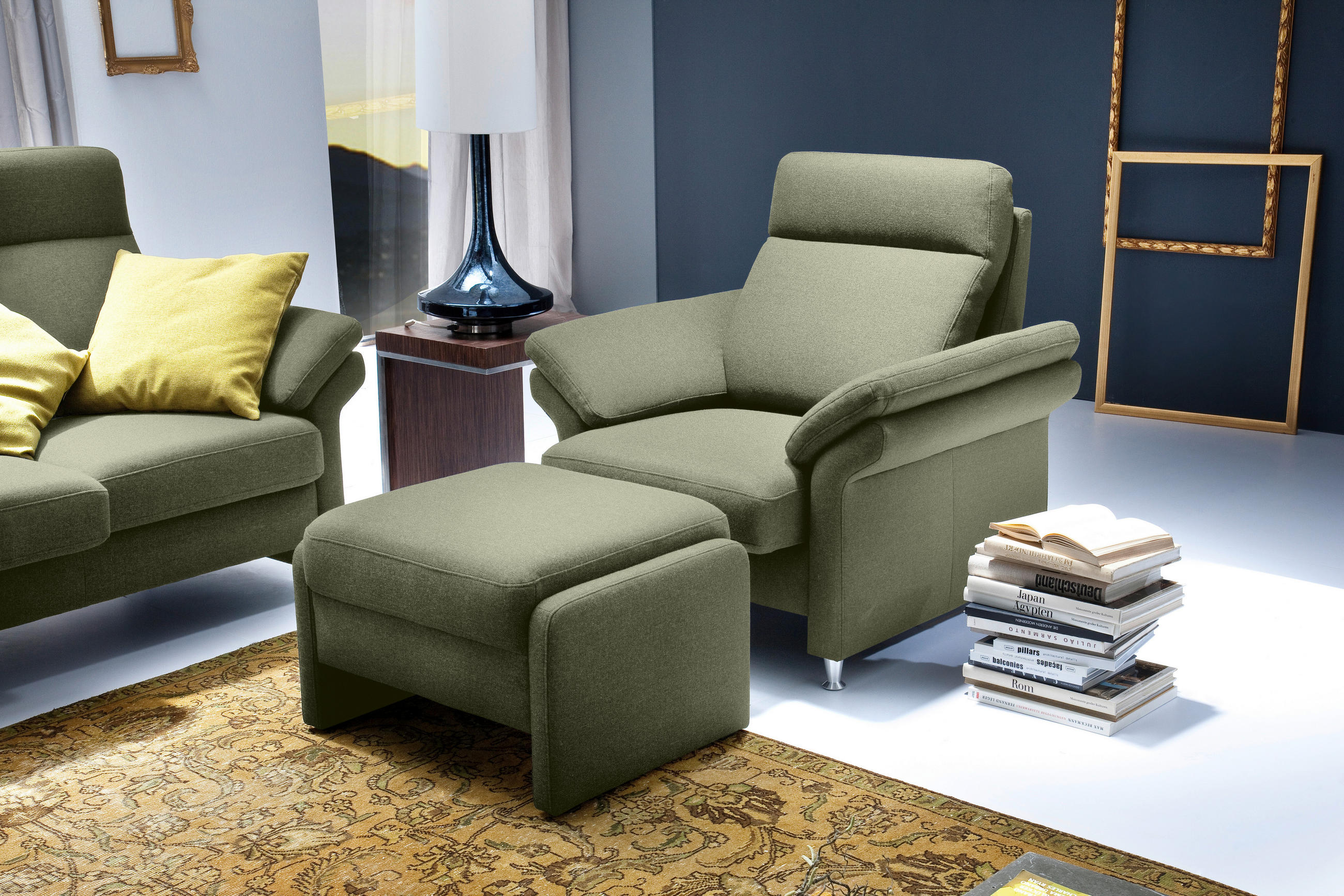 FERNSEHSESSEL Flachgewebe Grün  - Alufarben/Grün, MODERN, Textil/Metall (96/103/89cm) - Pure Home Comfort