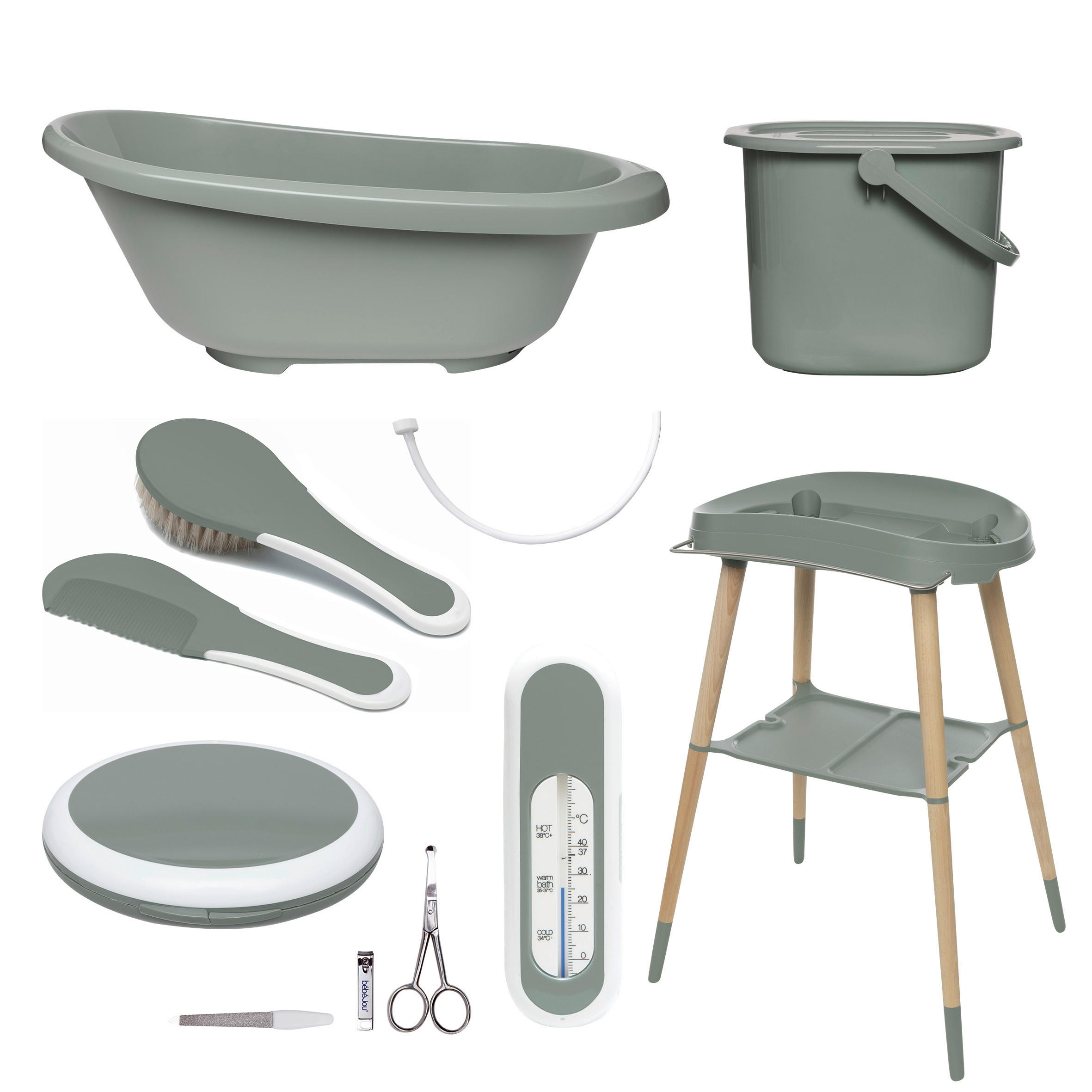 BABYBADESET SENSE EDITION 7-teilig  - Grün, Basics, Kunststoff (79.5/40/46cm) - Bebe Jou
