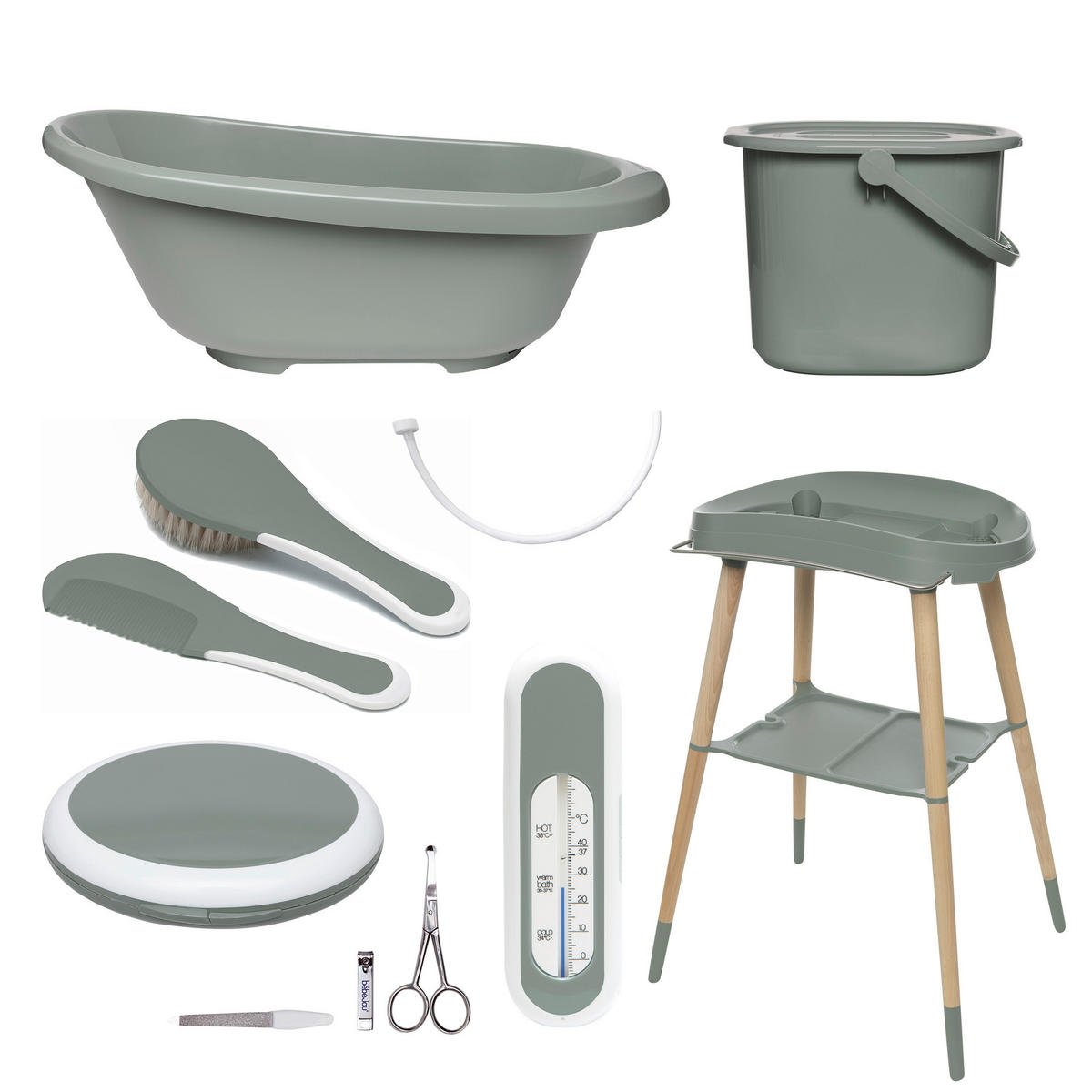 BABYBADESET SENSE EDITION 7-teilig  - Grün, Basics, Kunststoff (79.5/40/46cm) - Bebe Jou