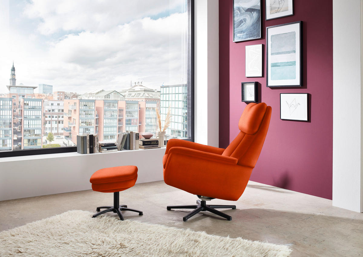 RELAXSESSEL in Textil Orange  - Schwarz/Orange, Design, Textil/Metall (79/108/89cm) - Beldomo Style