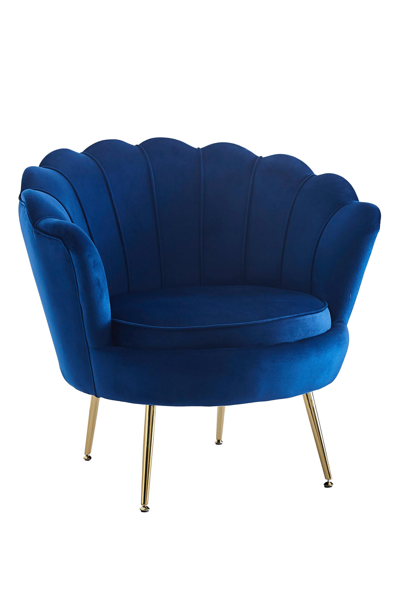 SESSEL in Samt Dunkelblau - Goldfarben/Dunkelblau, MODERN, Textil/Metall (76/78/76cm) - Livetastic