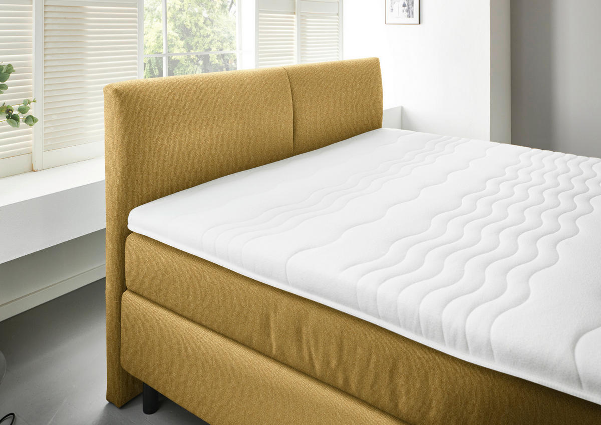 BOXSPRINGBETT 180/200 cm  in Currygelb  - Currygelb/Schwarz, MODERN, Kunststoff/Textil (180/200cm) - Beldomo - Sleep
