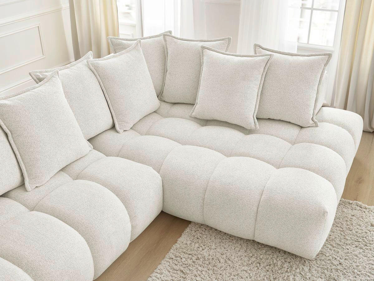 ECKSOFA Ottomane rechts  EVEREST Weiß Flachgewebe  - Schwarz/Weiß, MODERN, Kunststoff/Textil (352/210cm) - Livetastic