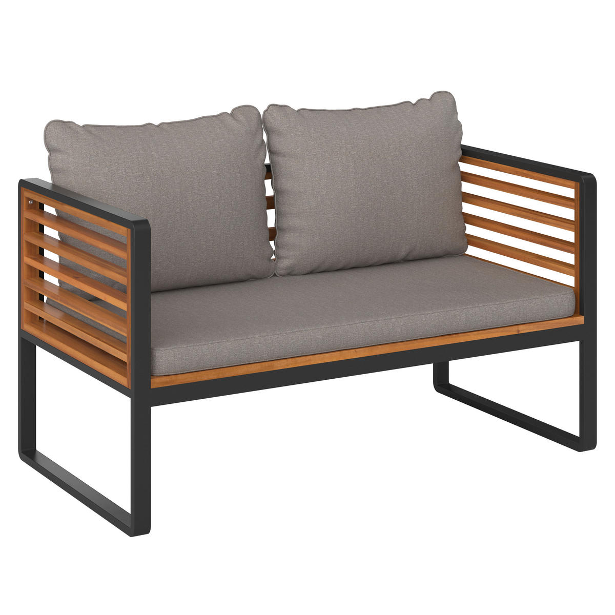 GARTENSET  - Schwarz/Akaziefarben, Design, Holz/Textil (128/68/90/70/70/41,5/68/68/50cm) - Ambia Garden