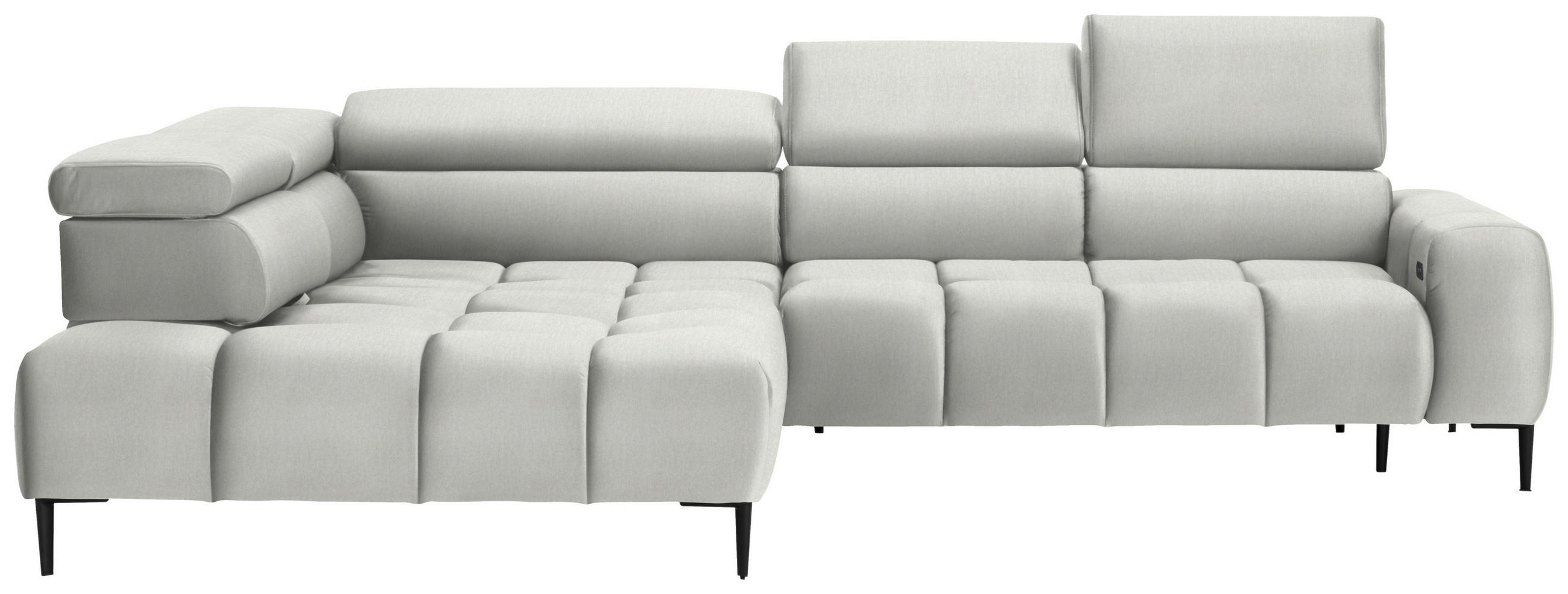 ECKSOFA Creme Samt, Webstoff  - Creme/Schwarz, Design, Textil/Metall (216/300cm) - Welnova