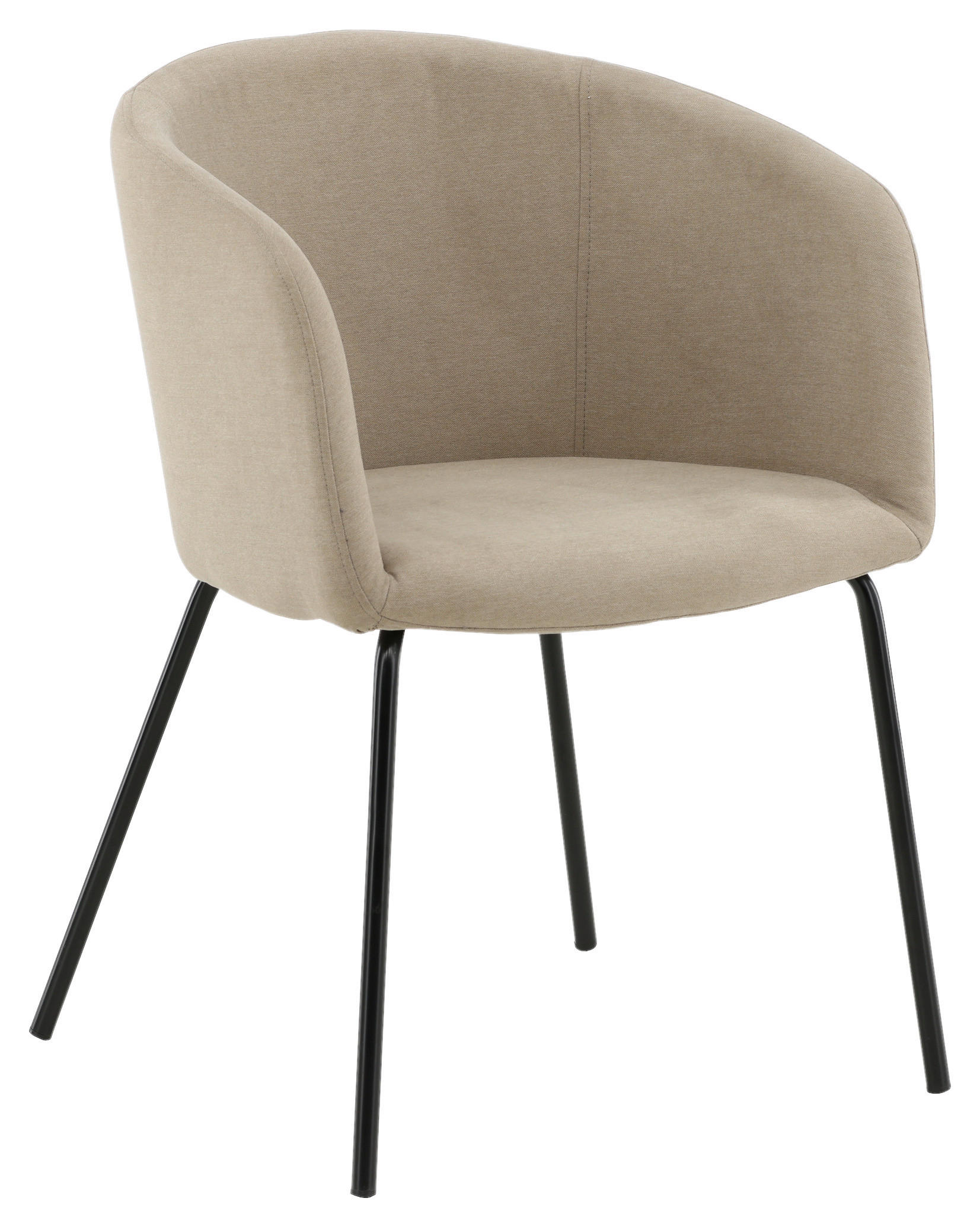 ARMLEHNSTUHL  in Eisen Samt  - Beige/Schwarz, Design, Holz/Kunststoff (55/78/55cm) - Livetastic