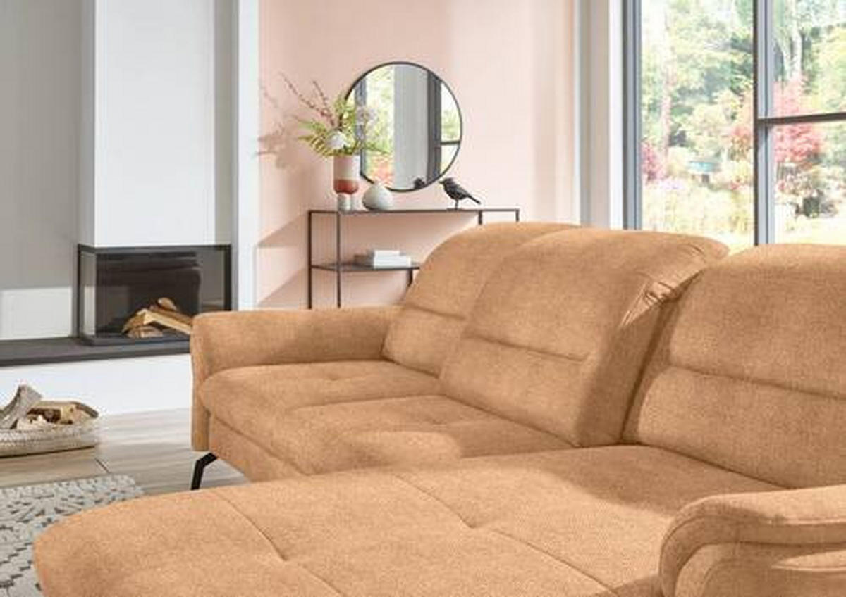 ECKSOFA in Flachgewebe Currygelb  260/181 cm  - Currygelb/Schwarz, KONVENTIONELL, Textil/Metall (260/181cm) - Beldomo Speed