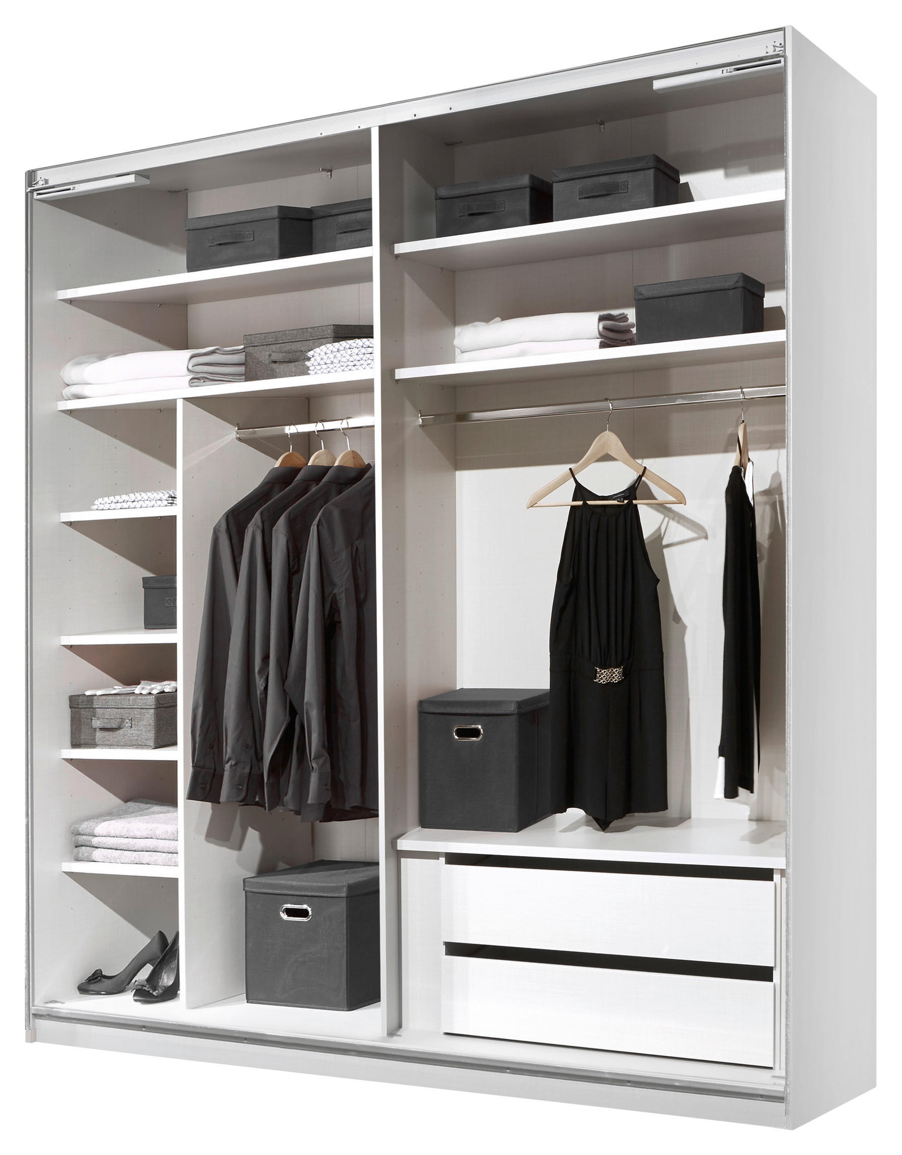 SCHWEBETÜRENSCHRANK in Weiss  - Weiss/Alufarben, Modern (200/222/68cm) - MID.YOU