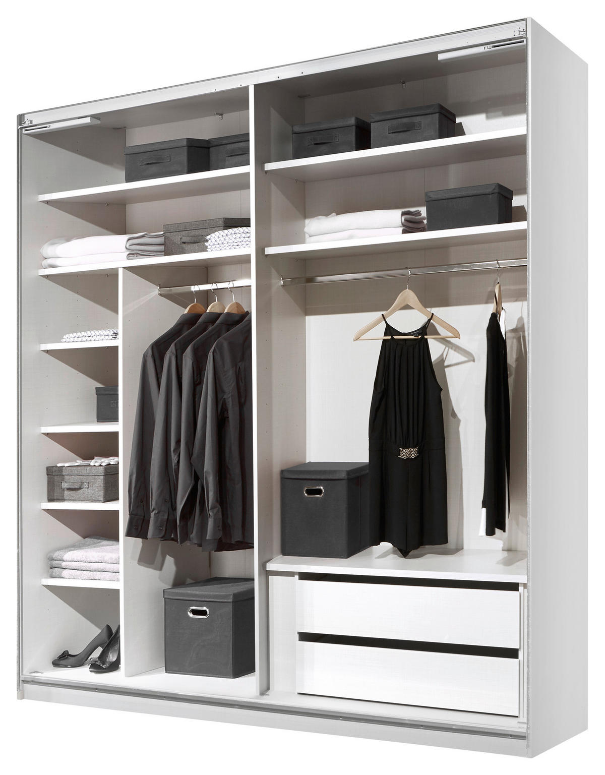 SCHWEBETÜRENSCHRANK in Anthrazit, Weiss  - Weiss/Anthrazit, Design, Holzwerkstoff (188/222/68cm) - MID.YOU