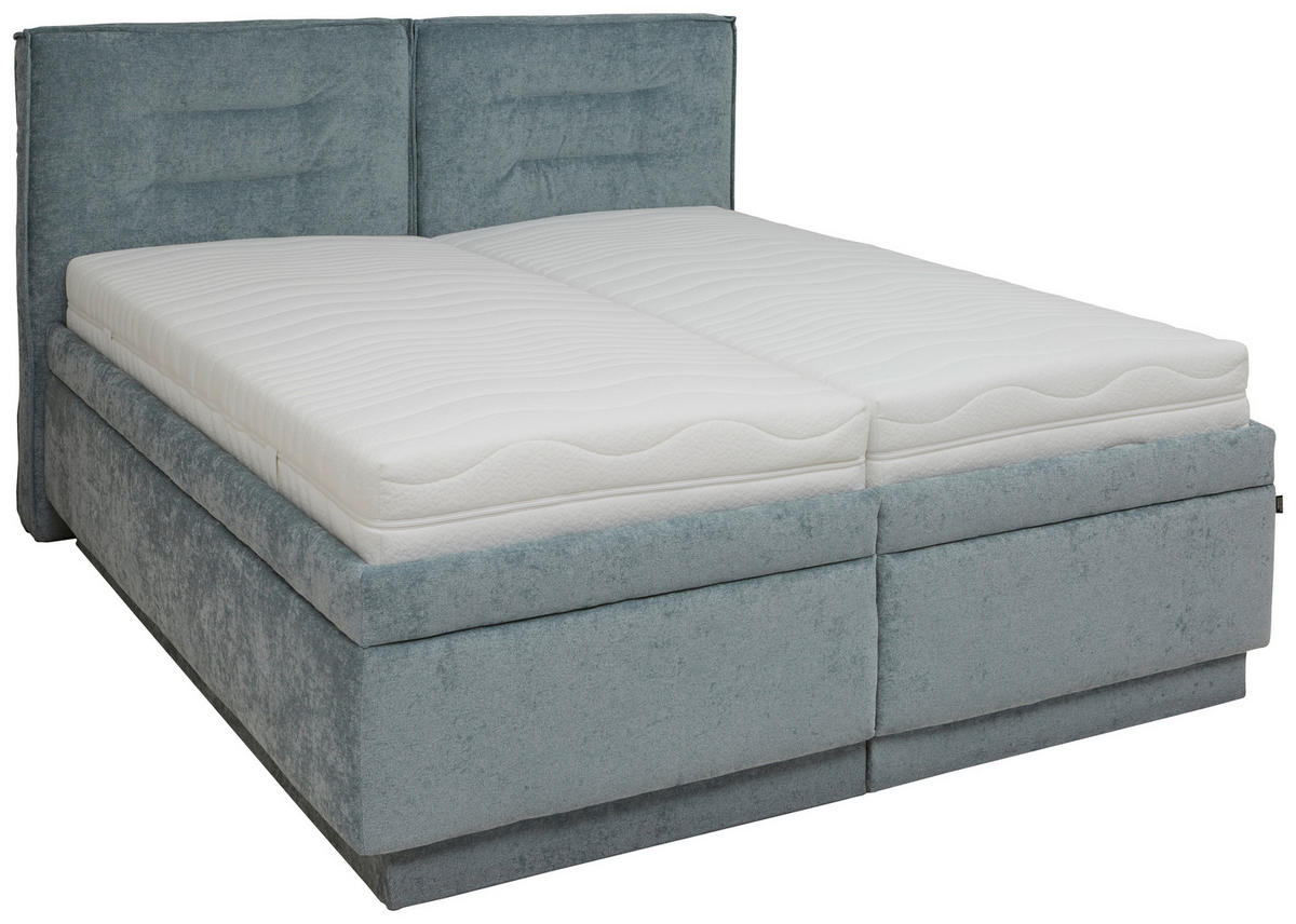 POLSTERBETT 180/200 cm, Bettkasten, Matratzen, Lattenroste,  - Blaugrau/Weiß, KONVENTIONELL, Holz/Textil (180/200cm) - Dieter Knoll