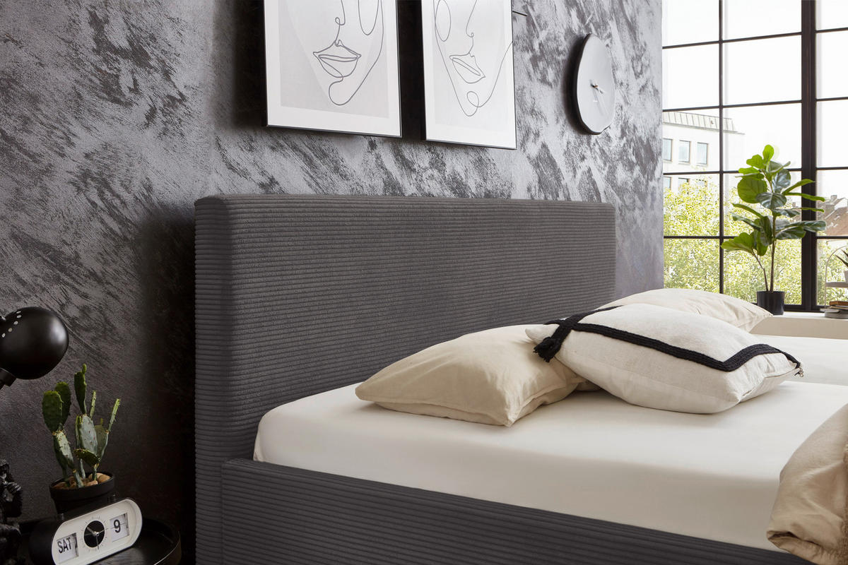 POLSTERBETT 180/200 cm  in Grau  - Schwarz/Grau, Basics, Textil/Metall (180/200cm) - Xora