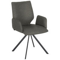 ARMLEHNSTUHL  Lederauswahl, Stoffauswahl, Typenauswahl, inklusive Armlehnen Mikrofaser  - Anthrazit/Hellgrau, Design, Textil/Metall (57/92/63cm) - Venjakob
