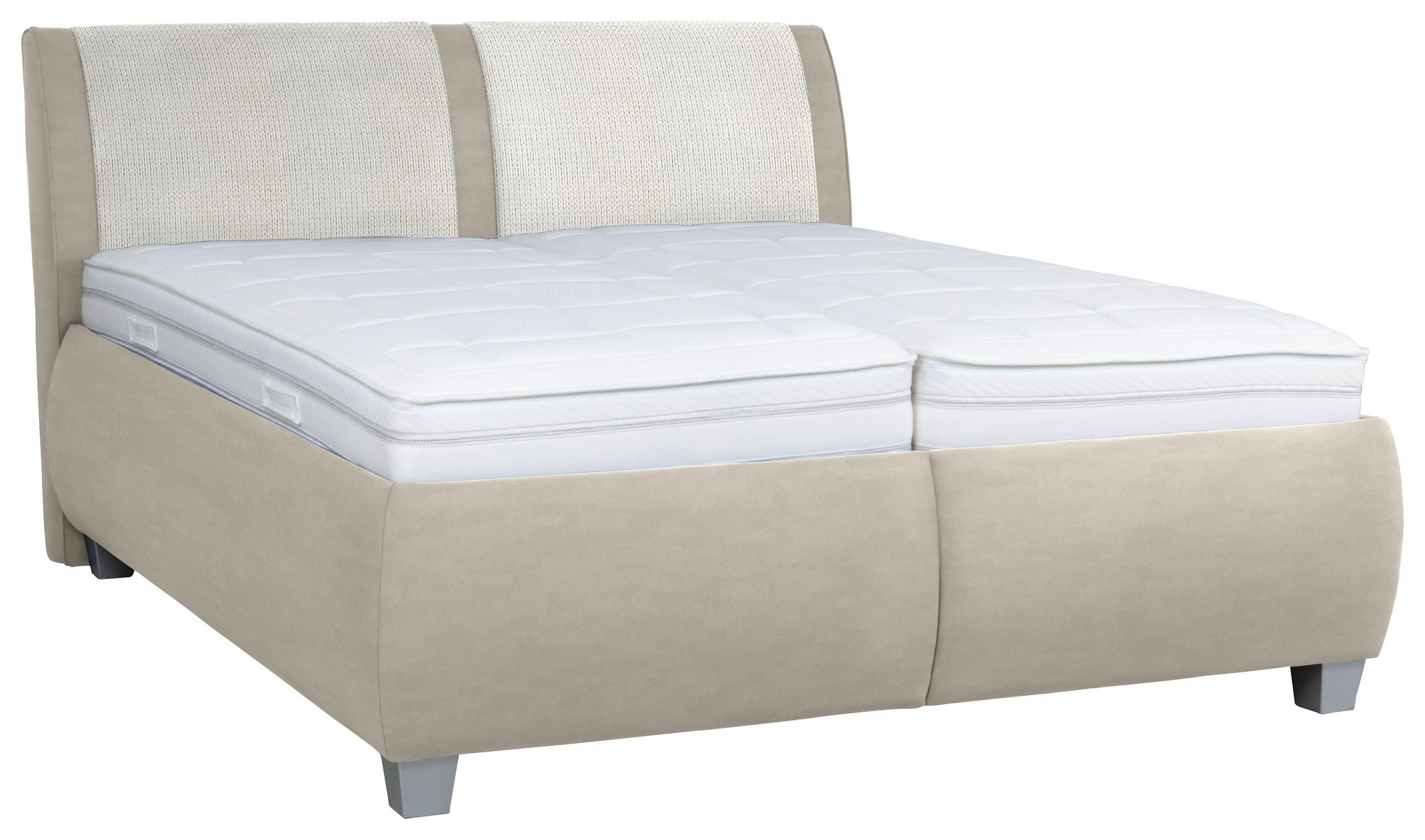 POLSTERBETT 200/200 cm  in Creme  - Weiss/Silberfarben, Design, Holzwerkstoff/Kunststoff (200/200cm) - Beldomo - Sleep