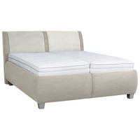 POLSTERBETT 180/200 cm  in Creme  - Weiss/Silberfarben, Design, Holzwerkstoff/Kunststoff (180/200cm) - Beldomo - Sleep