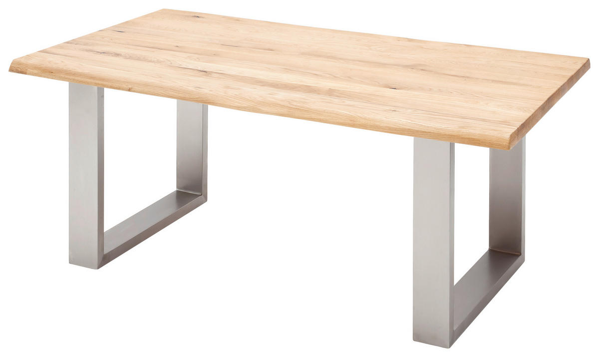 ESSTISCH Holz, Metall 180/90/77 cm  - Edelstahlfarben, Design, Holz/Metall (180/90/77cm) - Livetastic