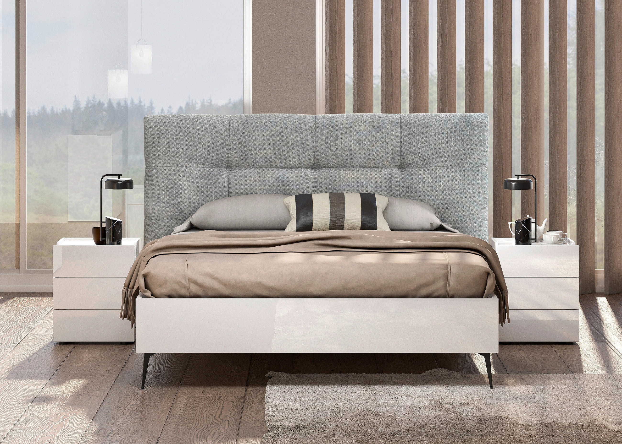 BETT 180/200 cm  in Grau, Weiß  - Schwarz/Weiß, Design, Metall (180/200cm) - Novel