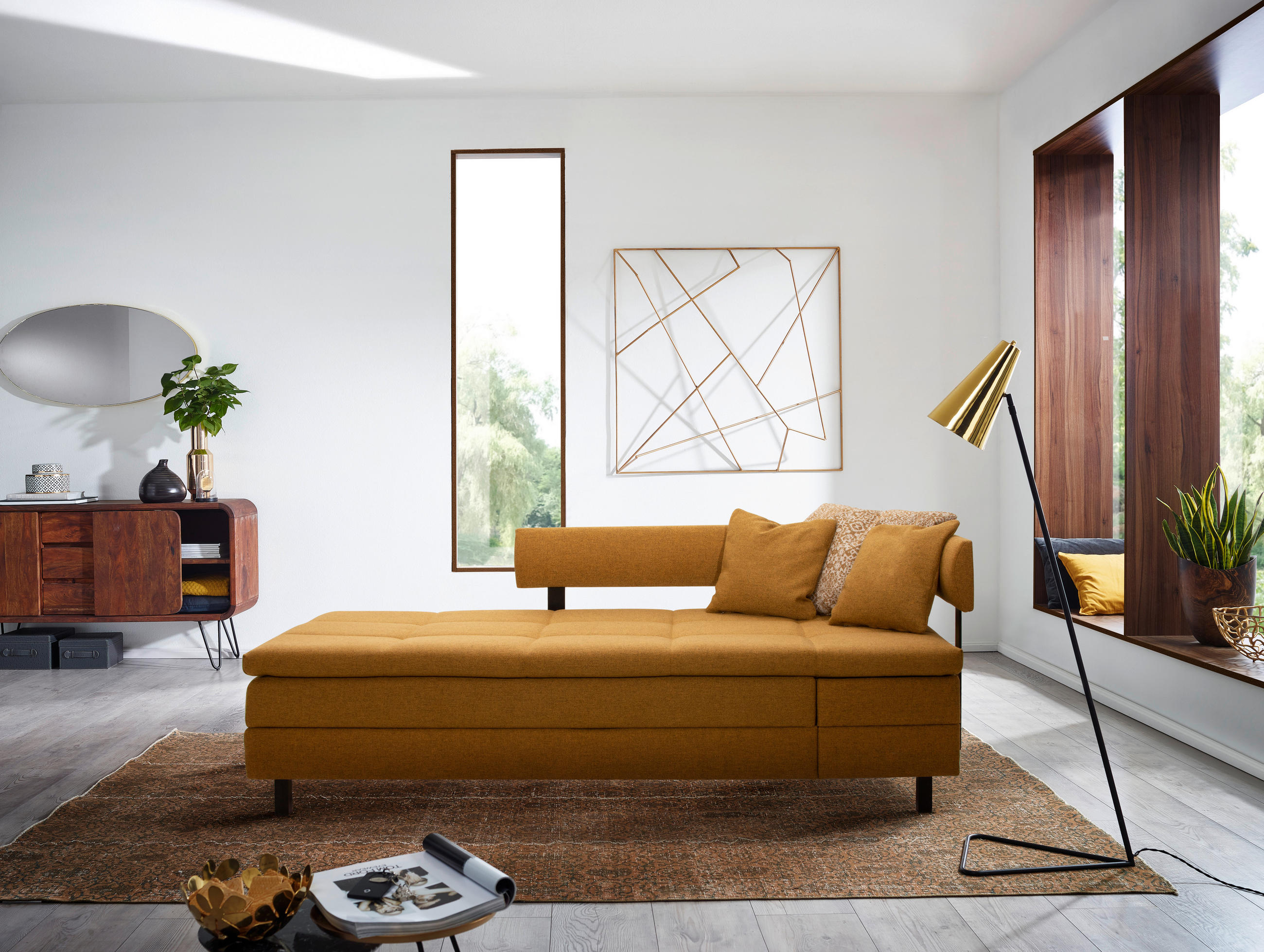 LIEGE in Flachgewebe Türkis  - Türkis/Schwarz, MODERN, Textil/Metall (208/77/98cm) - Joka