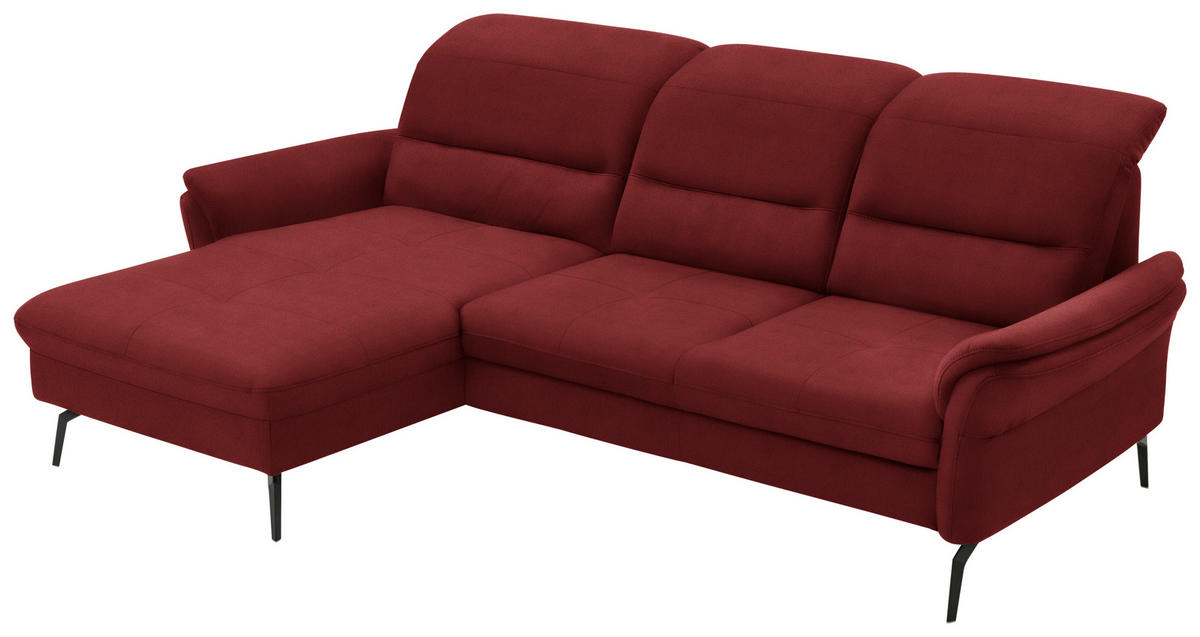 ECKSOFA in Flachgewebe Rot  - Rot/Schwarz, Konventionell, Textil/Metall (181/260cm) - Beldomo Speed