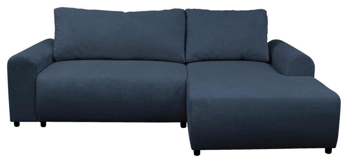 ECKSOFA in Struktur Dunkelblau  250/160 cm  - Schwarz/Dunkelblau, Design, Kunststoff/Textil (250/160cm) - MID.YOU