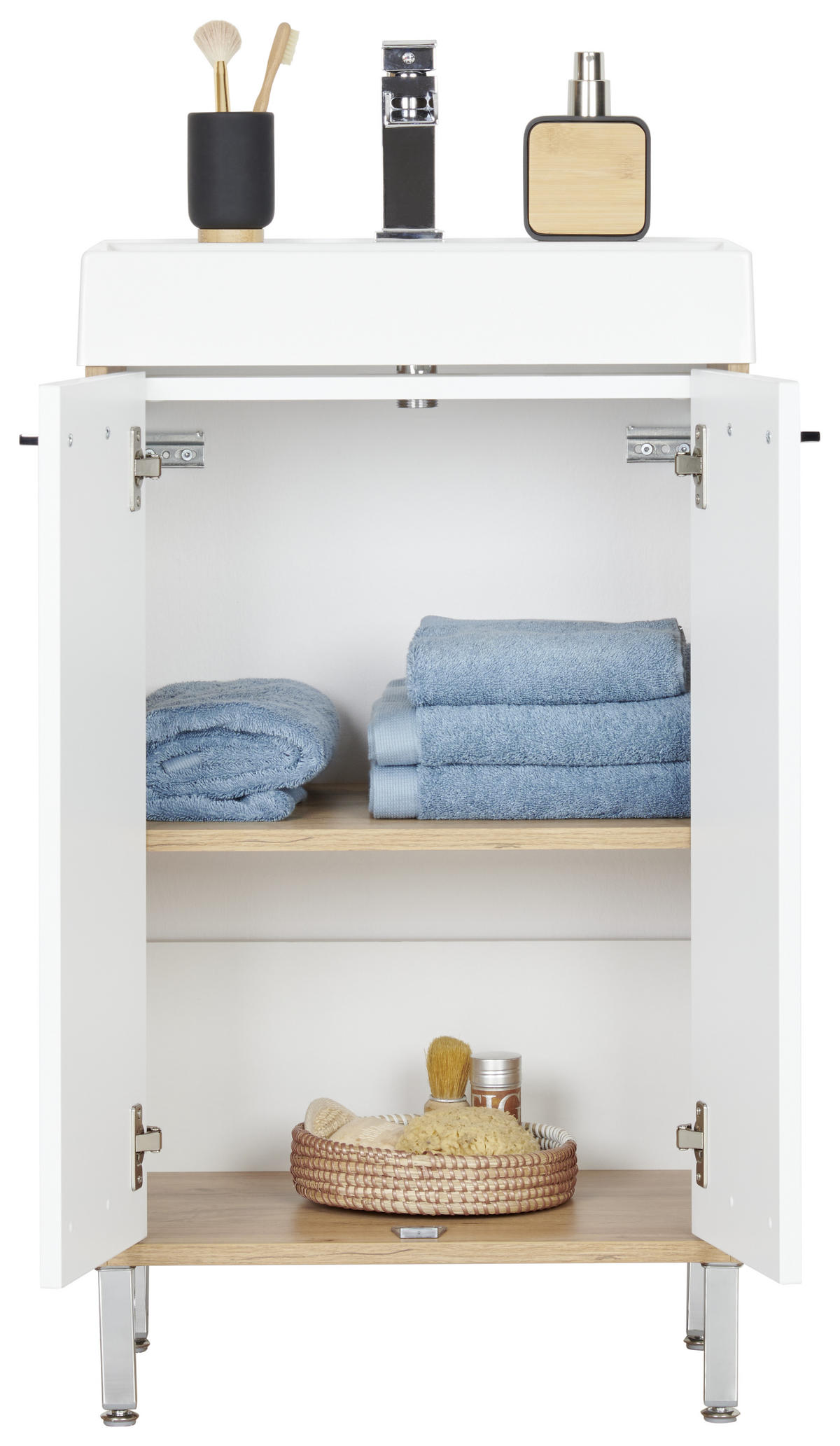 WASCHTISCHKOMBI 50 cm  - Chromfarben/Eichefarben, KONVENTIONELL, Holzwerkstoff/Stein (50cm) - Stylife