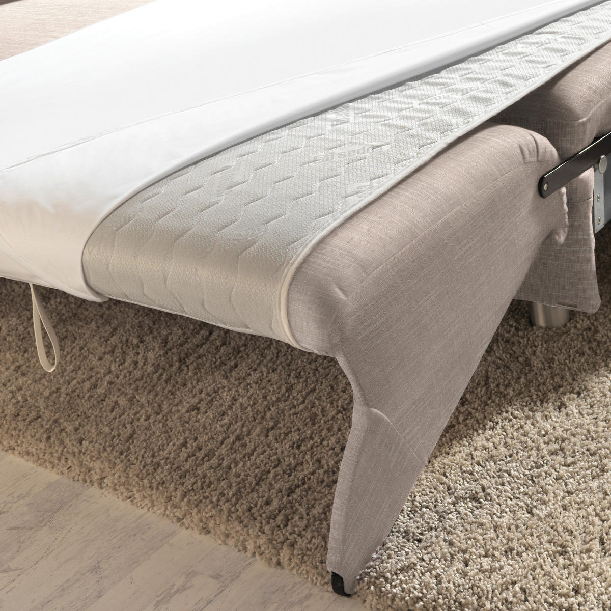 ECKSOFA in Chenille Naturfarben, Beige  208/227 cm  - Beige/Alufarben, KONVENTIONELL, Textil/Metall (208/227cm) - Sedda
