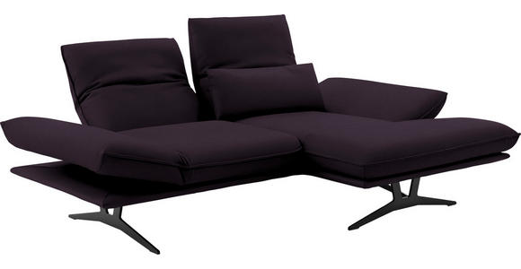 ECKSOFA in Echtleder Violett  - Violett/Schwarz, Design, Leder/Metall (210/130cm) - Dieter Knoll