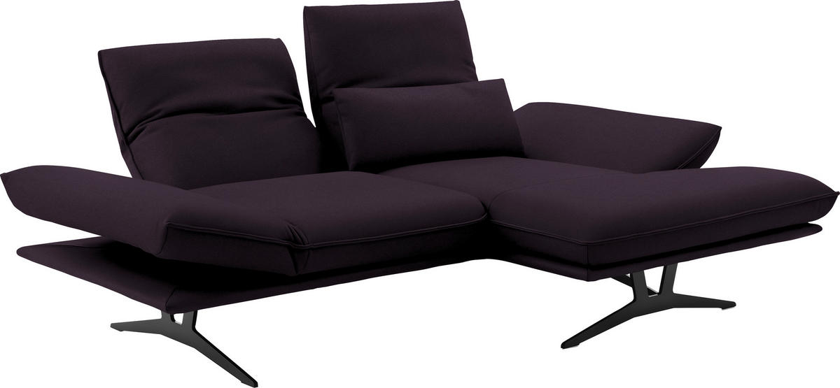 ECKSOFA in Echtleder Violett  210/130 cm  - Violett/Schwarz, Design, Leder/Metall (210/130cm) - Dieter Knoll