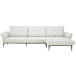 ECKSOFA Florenz Creme Echtleder  - Creme/Schwarz, Design, Leder/Metall (319/182cm) - Valnatura