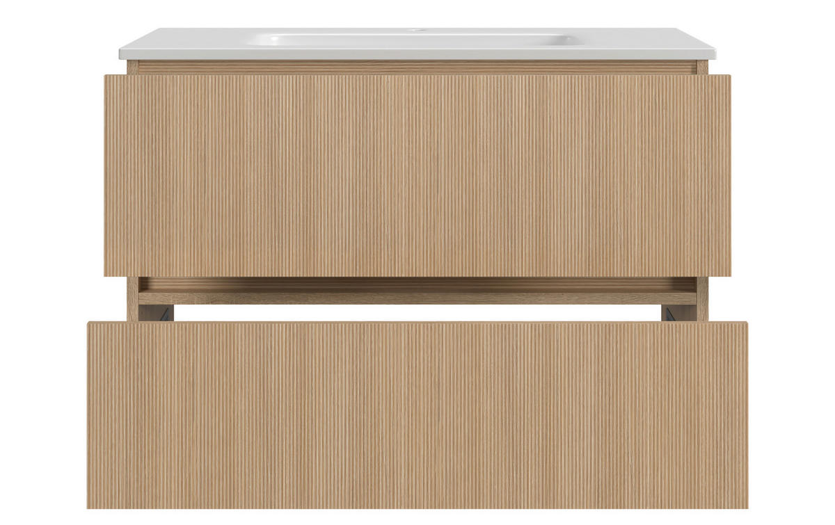 WASCHTISCHKOMBI 80 cm  - Eichefarben/Weiß, KONVENTIONELL, Keramik/Holzwerkstoff (80cm) - Xora