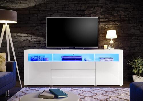 SIDEBOARD 200/74/44 cm  - vit/aluminiumfärg, Modern, trämaterial (200/74/44cm) - Livetastic