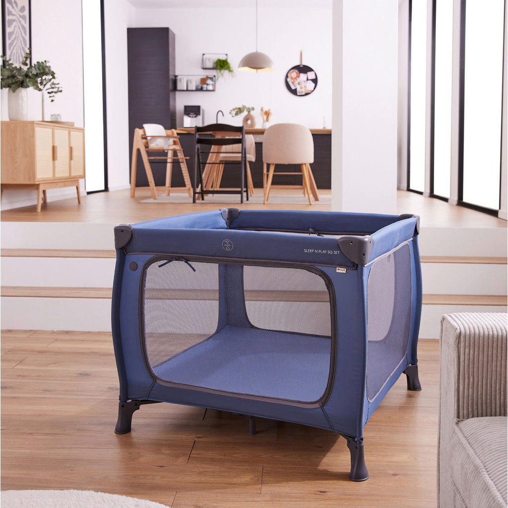 Thumbnail - Hauck Reisebett Sleep N Play SQ Set, Blau, Metall, Kunststoff, Textil, 97x76x97 cm, zusammenklappbar, Ausstieg, Babymöbe...