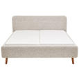 POLSTERBETT gepolstertes Kopfteil, Lattenrost, Bettkasten Beige 160/200 cm  - Eichefarben/Birkefarben, Design, Holz/Textil (160/200cm) - Xora