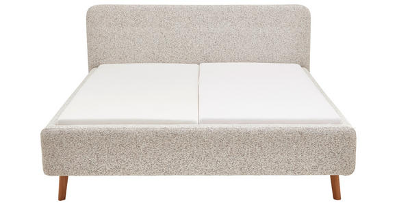 POLSTERBETT gepolstertes Kopfteil, Lattenrost, Bettkasten Beige 160/200 cm  - Eichefarben/Birkefarben, Design, Holz/Textil (160/200cm) - Xora