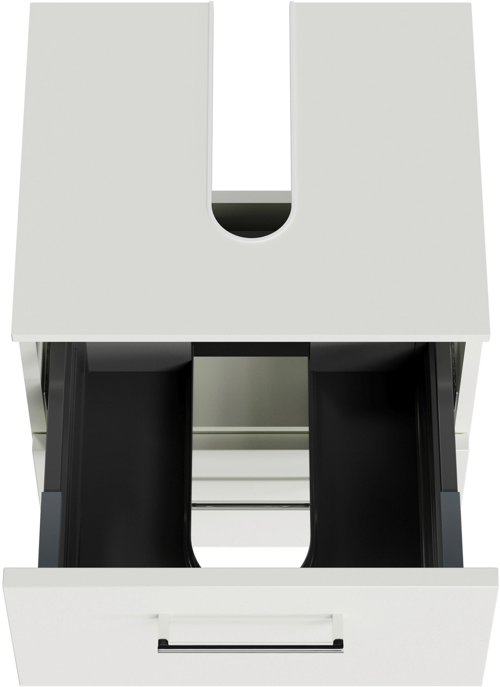 WASCHBECKENUNTERSCHRANK M-PLAN - Chromfarben/Weiß, KONVENTIONELL, Holzwerkstoff/Metall (45/49,8/38,3cm) - Sadena
