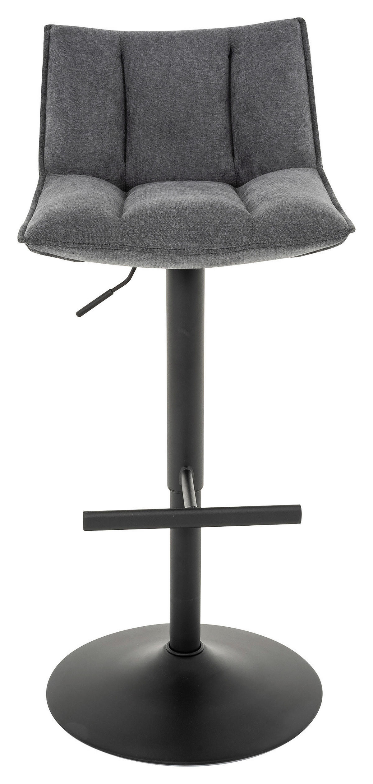 BARHOCKER Webstoff Grau, Schwarz Eisen Sitzfläche 360° drehbar  - Schwarz/Grau, MODERN, Textil/Metall (46/87-108/52cm) - MID.YOU