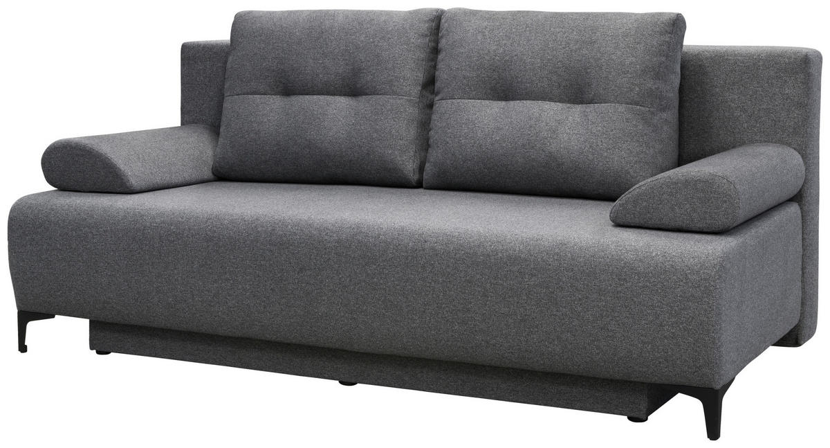 BOXSPRINGSOFA  mit Schlafen auf Sitzhöhe Mikrofaser Dunkelgrau  - Dunkelgrau/Schwarz, MODERN, Textil/Metall (201/100/105cm) - MID.YOU