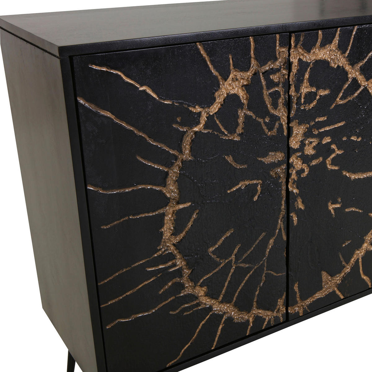 KOMMODE  in 90/90/40 cm  - Goldfarben/Schwarz, Design, Holz/Metall (90/90/40cm) - Landscape
