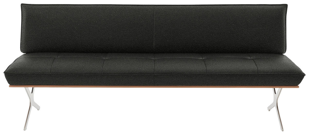 SITZBANK in Holz, Textil Anthrazit, Nussbaumfarben, Nickelfarben  - Edelstahlfarben/Anthrazit, Design, Holz/Textil (214/88/66cm) - Koinor