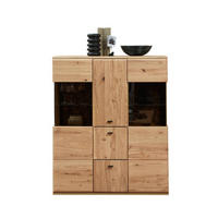 HIGHBOARD Braun, Eschefarben, Eiche Artisan  116/140/40 cm  - Anthrazit/Eschefarben, Natur, Glas/Holz (116/140/40cm) - Linea Natura
