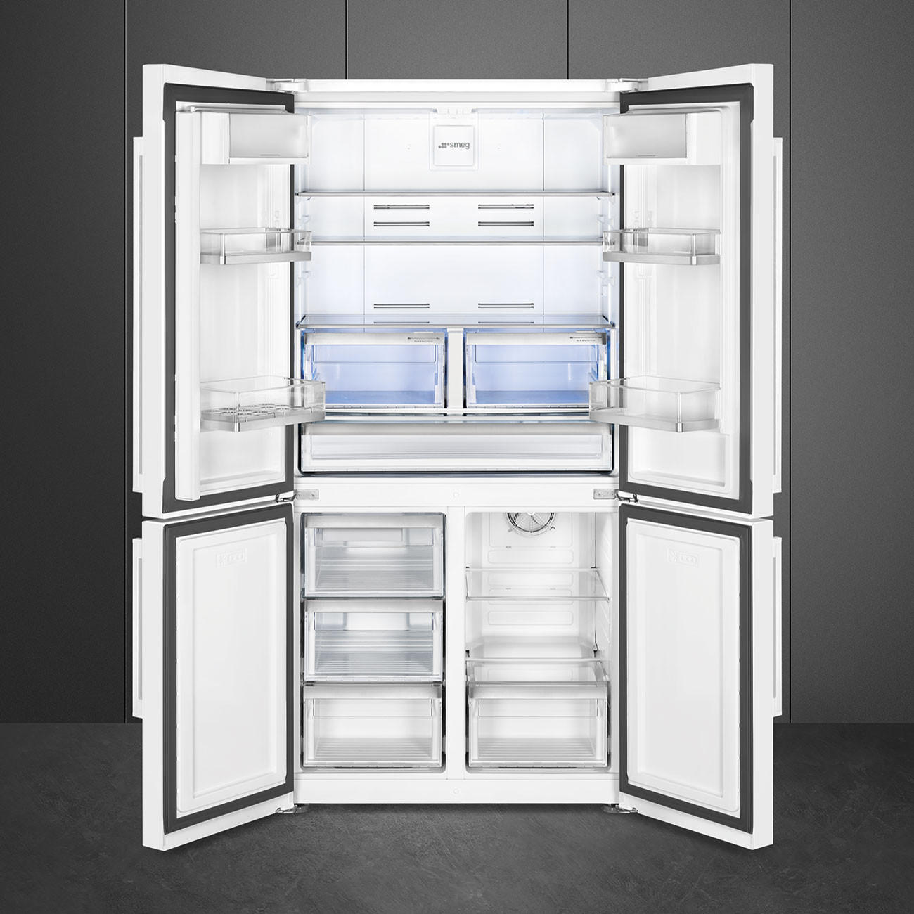 FRENCH-DOOR 90,8/182/70,5 cm FQ60BDE  - Weiß, Basics, Glas/Metall (90,8/182/70,5cm) - SMEG