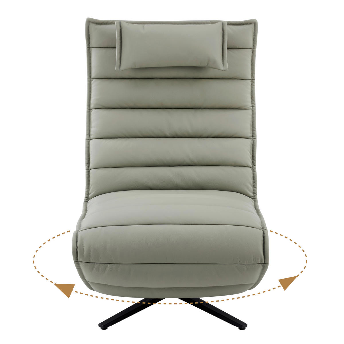 RELAXSESSEL in Metall, Textil, Leder Grau, Schwarz  - Schwarz/Grau, Design, Leder/Textil (68/108/84cm) - Stylife