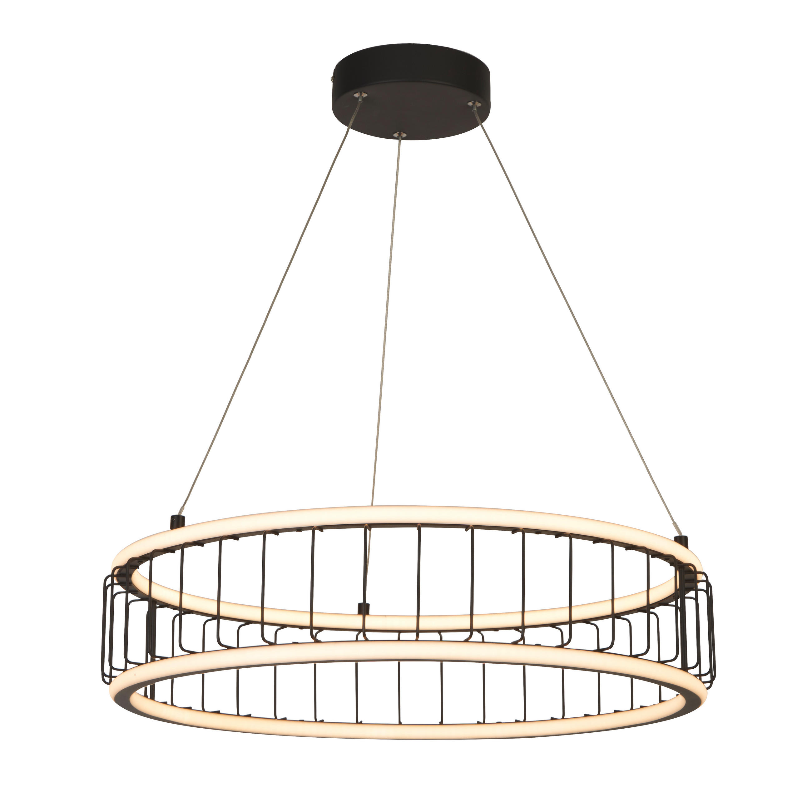 LED-PENDELLEUCHTE Cicolo Cage 57,5/13,5/150 cm   - Schwarz/Weiß, Design, Kunststoff/Metall (57,5/13,5/150cm) - Searchlight