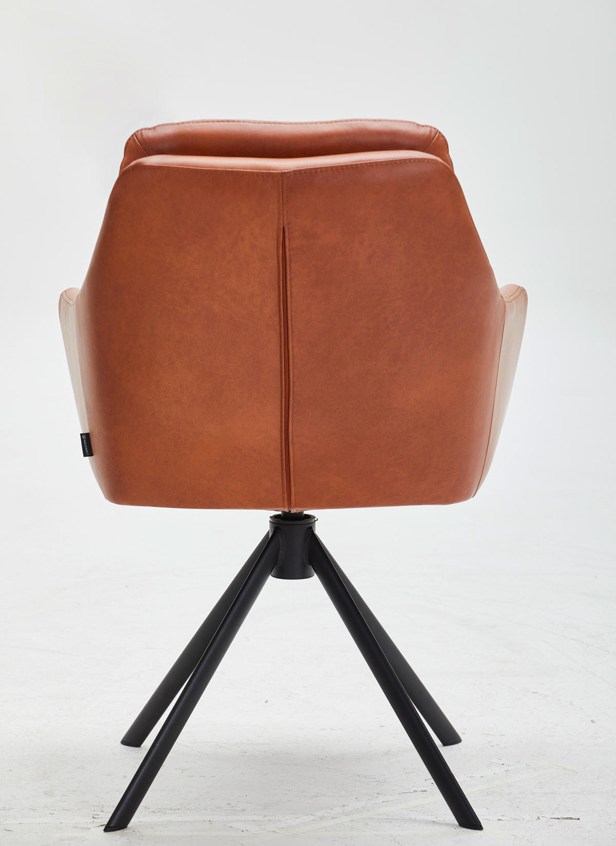 ARMLEHNSTUHL  in Eisen Echtleder pigmentiert  - Cognac/Schwarz, Design, Leder/Metall (62/90/65cm) - Waldwelt
