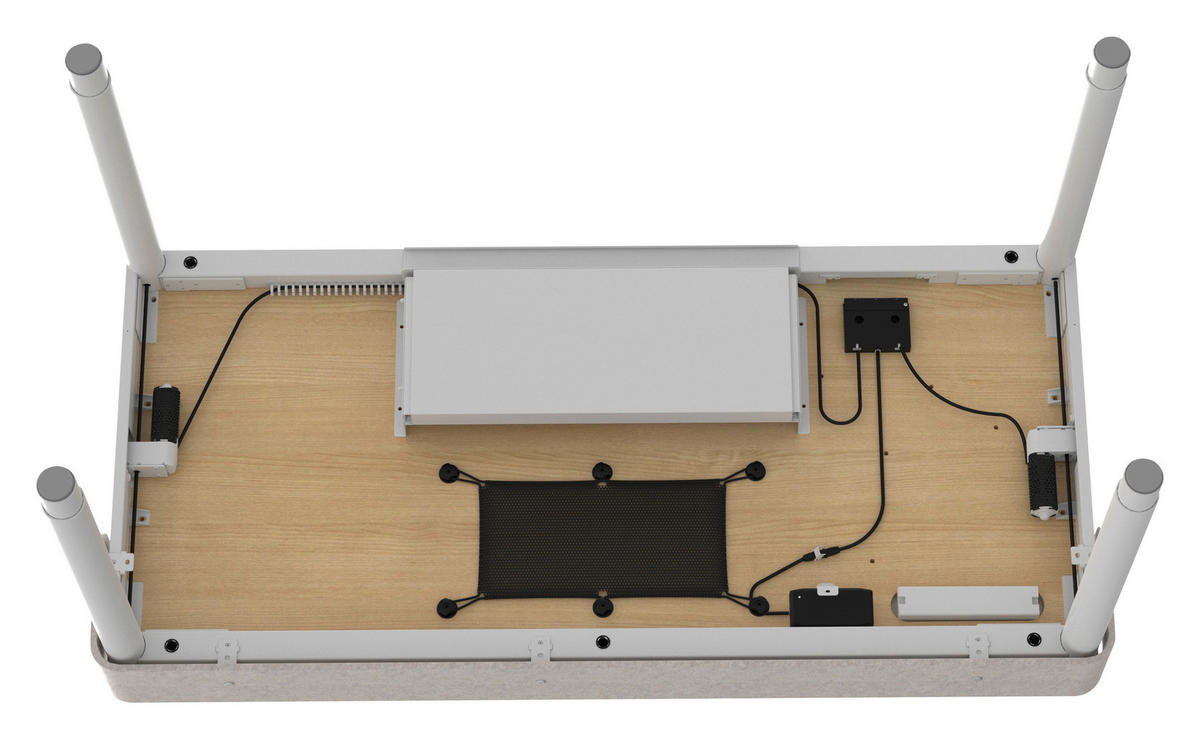 SCHREIBTISCH 160/76/72/117 cm Weiß, Nussbaumfarben elektrisch höhenverstellbar  - Nussbaumfarben/Weiß, Design, Holzwerkstoff/Kunststoff (160/76/72/117cm) - Novel