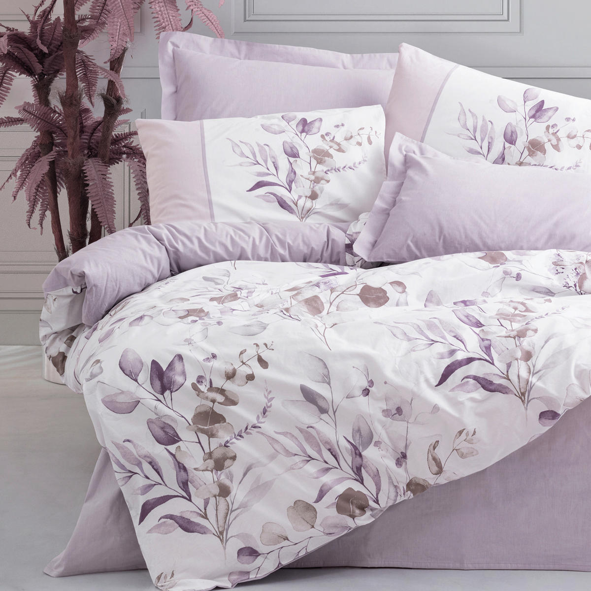 BETTWÄSCHE Renforcé 155/220 cm  - Flieder/Weiß, Basics, Textil (155/220cm)