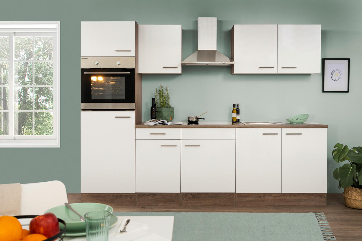 KÜCHENLEERBLOCK 270 cm   in Weiss  - Weiss/Edelstahlfarben, Basics, Holzwerkstoff (270cm) - Respekta