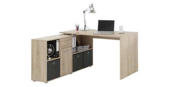 ECKSCHREIBTISCH Eichefarben - Chromfarben/Eichefarben, Design, Holz/Kunststoff (137/75/68cm) - Cantus