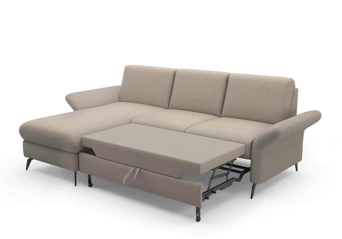 ECKSOFA ROCHELLE E Taupe Flachgewebe  - Taupe/Schwarz, KONVENTIONELL, Textil/Metall (164/251cm) - Sit & More