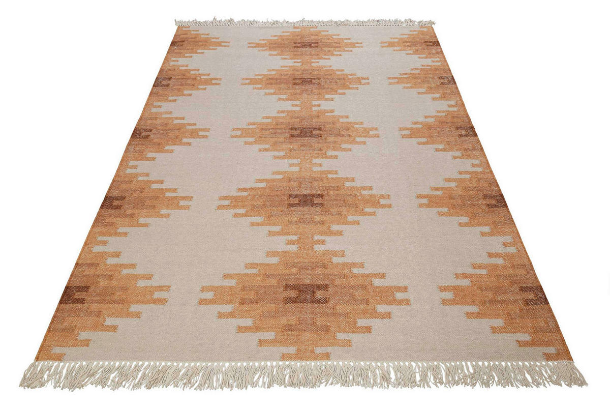 HANDWEBTEPPICH 140/200 cm Belle Braun, Creme, Koralle  - Koralle/Creme, KONVENTIONELL, Textil (140/200cm)